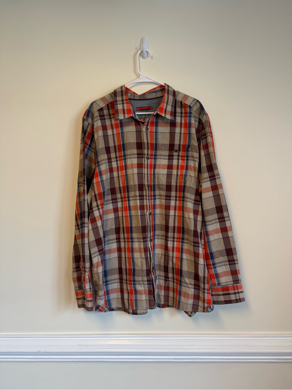 The North Face Men's Plaid Button-Down Shirt - Tan, Red & Blue